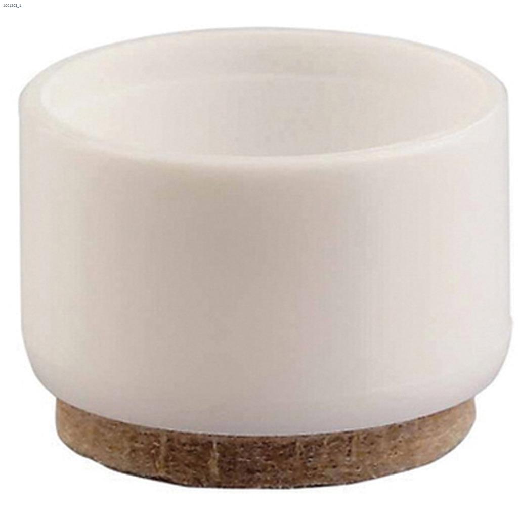 3/4" White Plastic Round Leg Tip With Felt