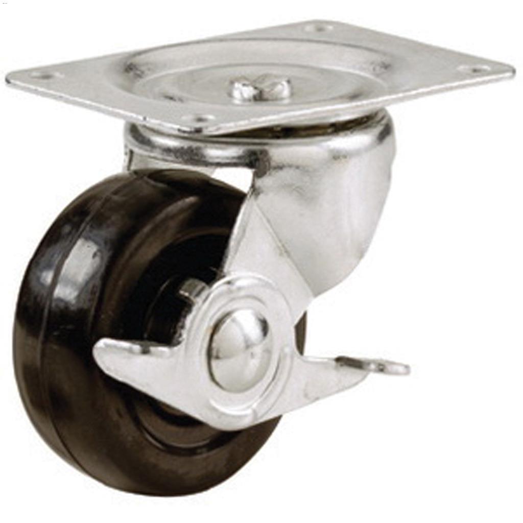 2" Black Soft Rubber Wheel Swivel Caster With Brake