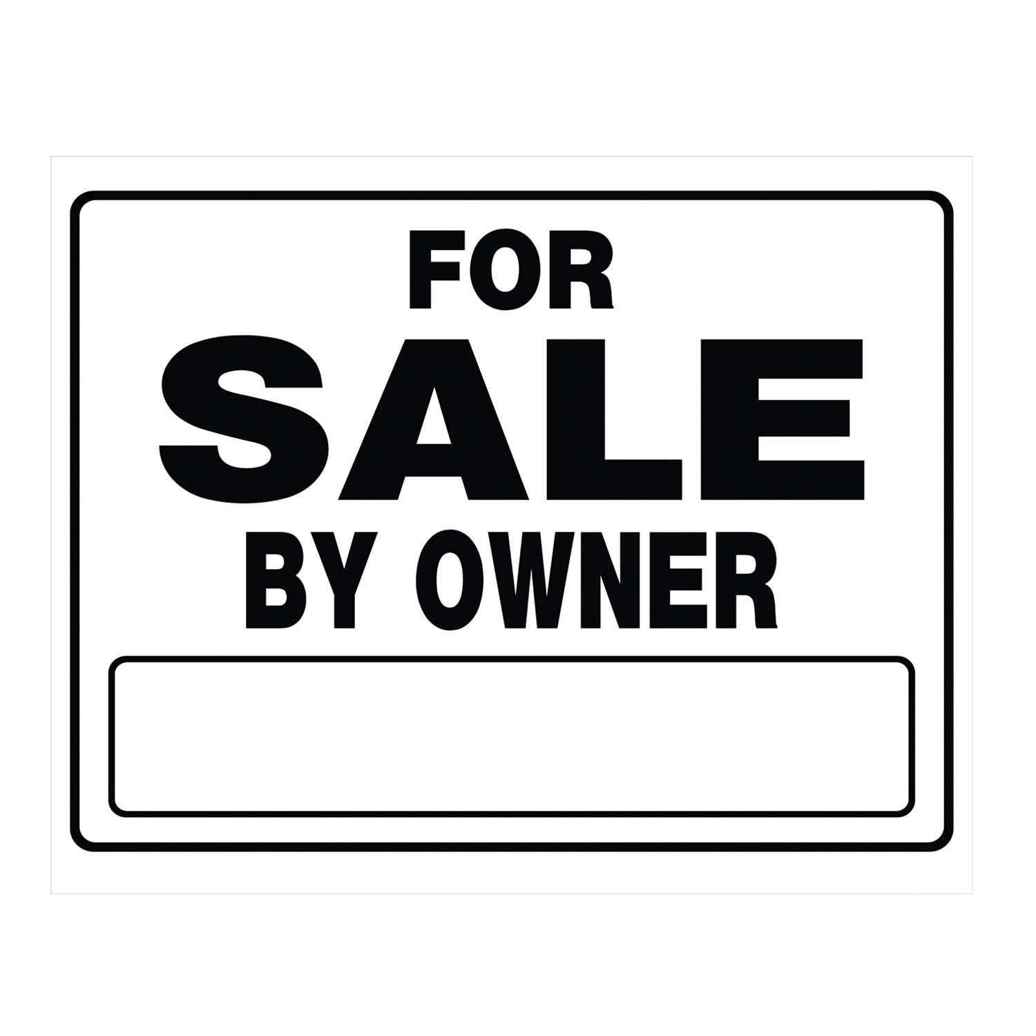 20" x 24" Black On White For Sale By Owner Corrugated Sign