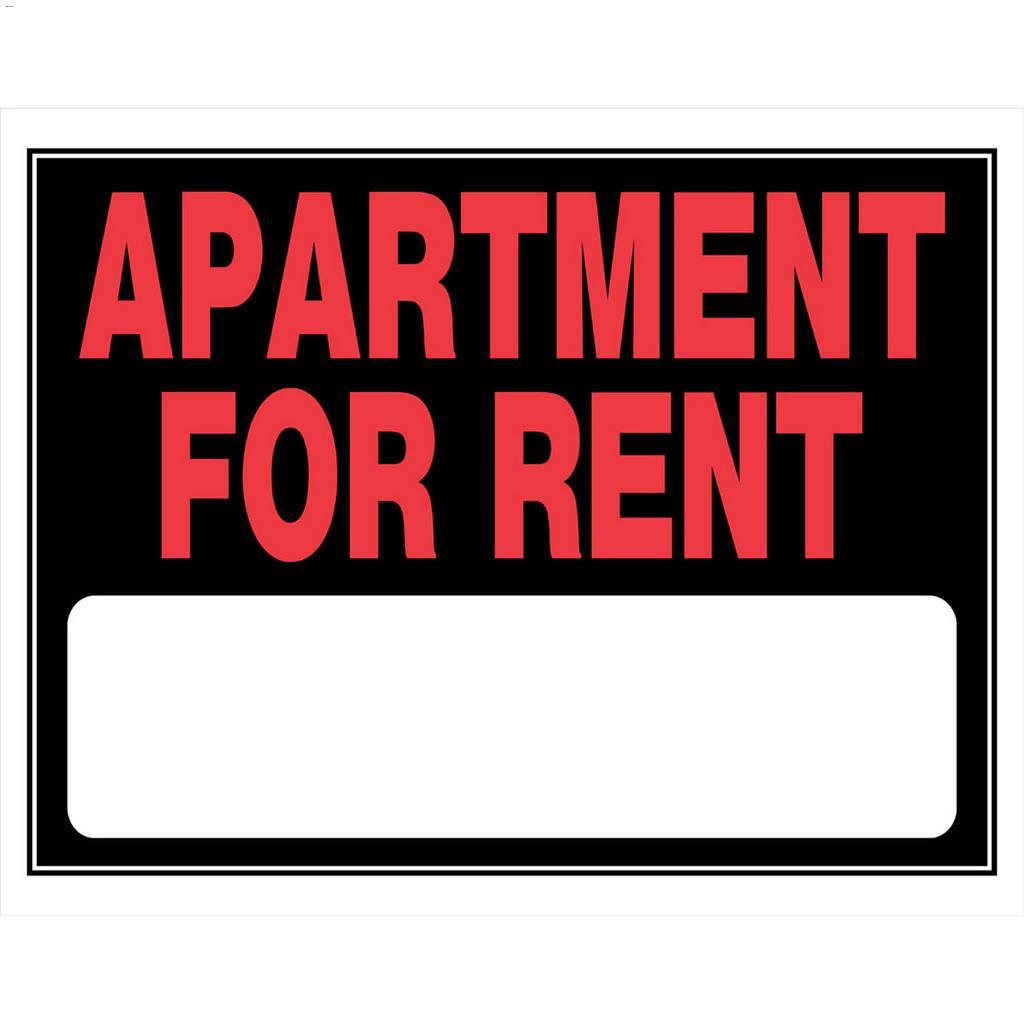 15" x 19" Fluorescent Red On Black Apartment For Rent Sign