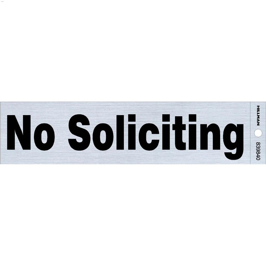 2" x 8" Black/Nickel No Soliciting Self-Adhesive Sign