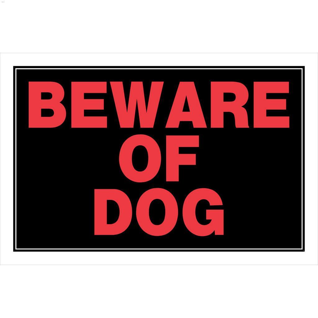 8" x 12" Red On Black Beware of Dog Sign