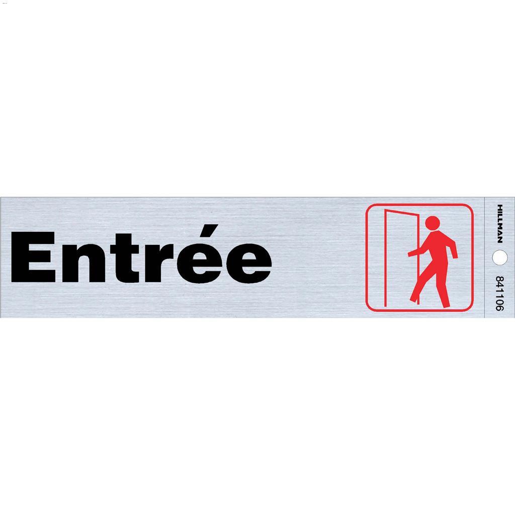 2" x 8" Black & Red/Nickel Entrée Self-Adhesive Sign