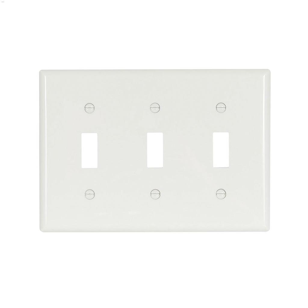 White Nylon (3) Toggle Switch Wallplate