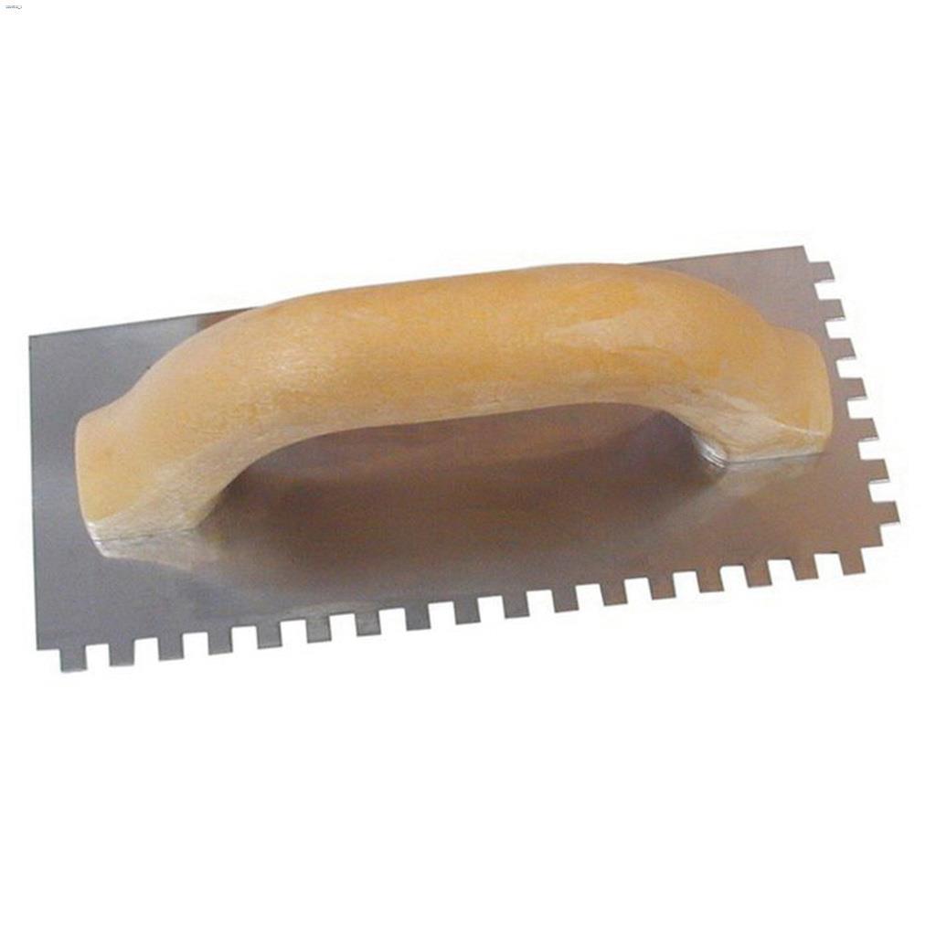 9" x 4" Cold-Rolled Steel Satin Square Notch Ceramic Trowel
