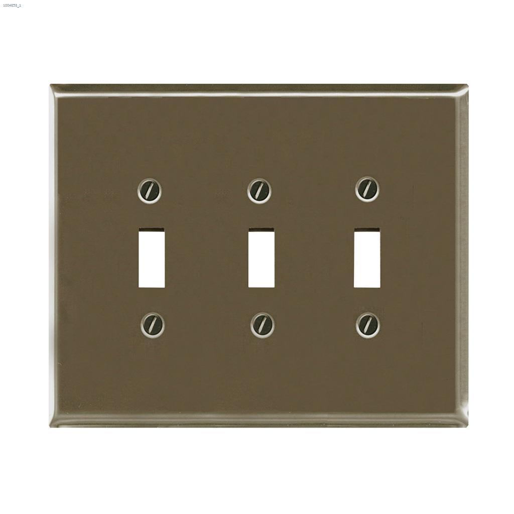 Satin Nickel Metal Triple Toggle Wallplate