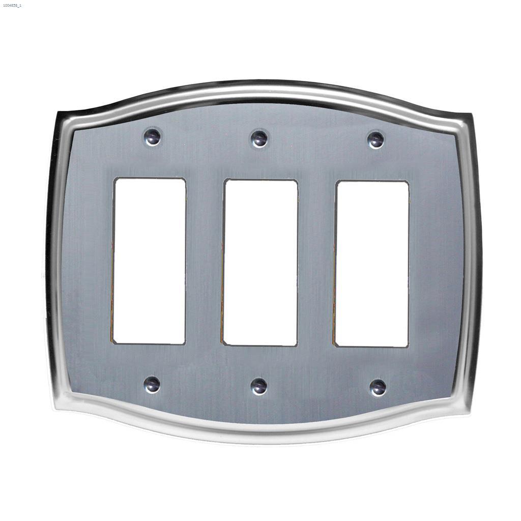 Chrome Etched Steel Triple Rocker Wallplate
