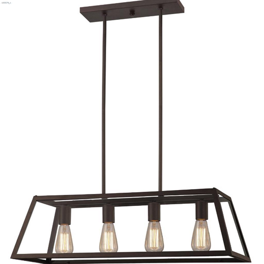 Éclairage suspendu Flynn à 4 lumières A 100W bronze huilé