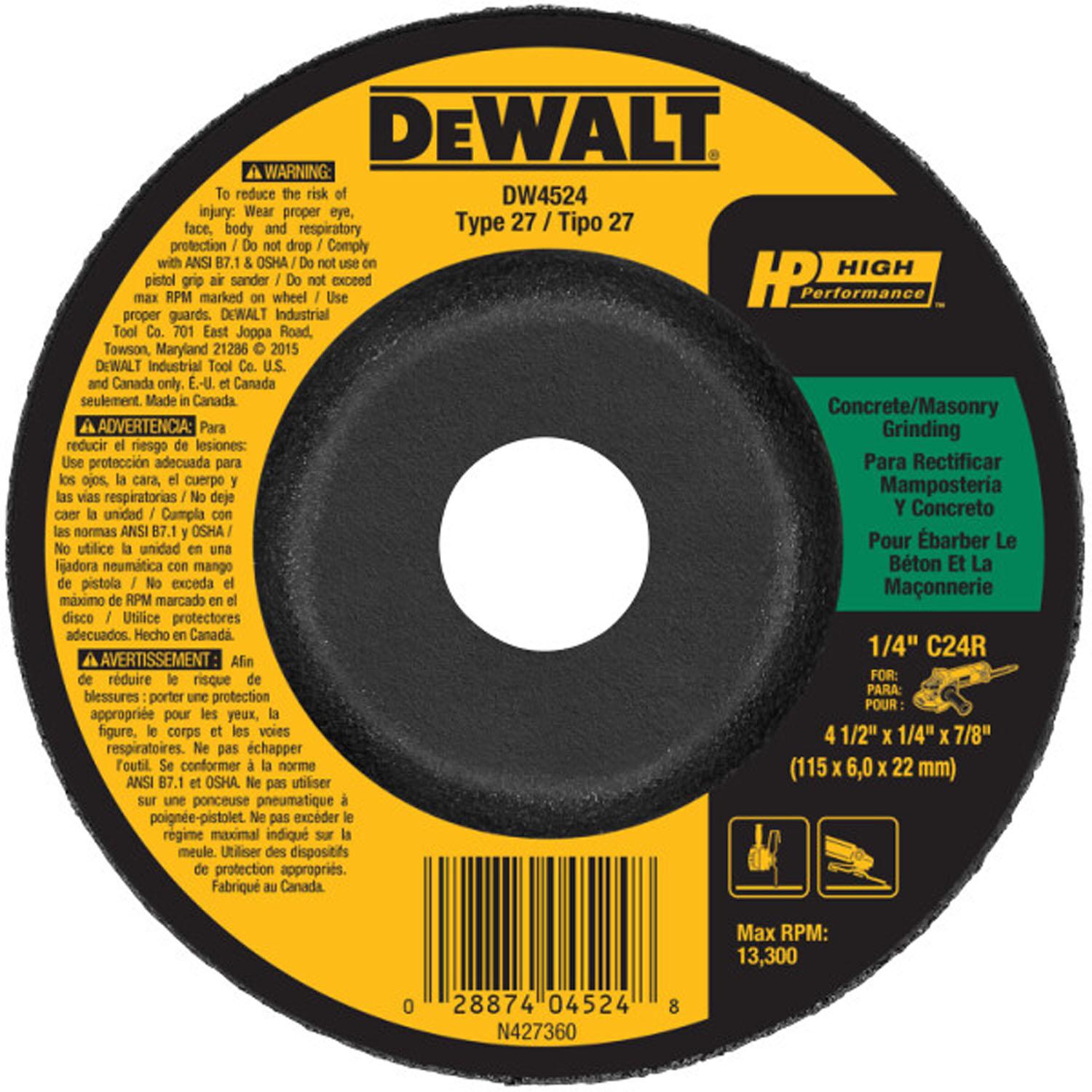 4-1/2" x 1/4" Silicon Carbide Grinding Wheel