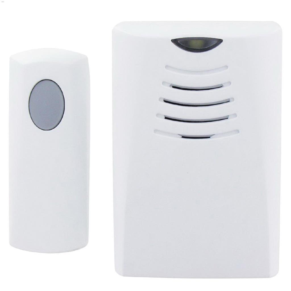 White Plug-In Wireless Door Chime & Push Button