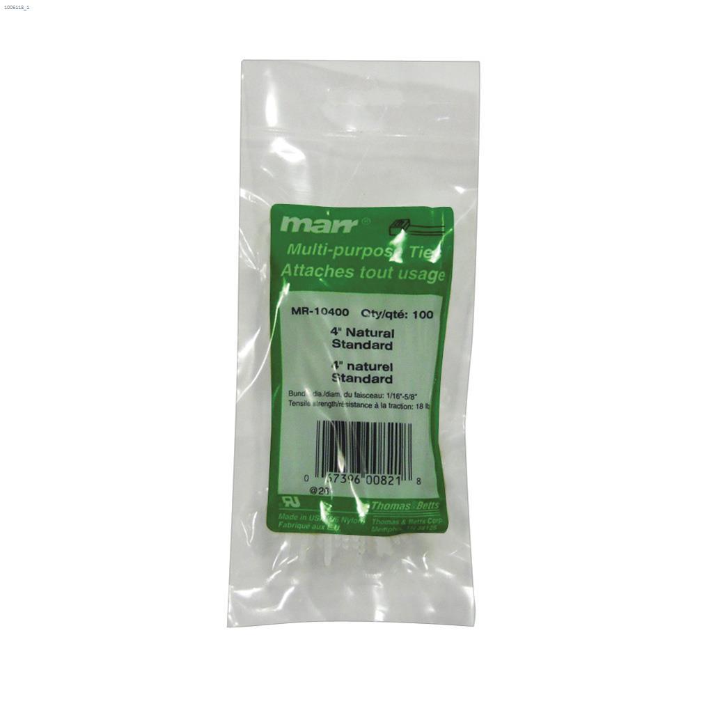 4" x 0.1" Natural Miniature Cable Tie-100/Pack