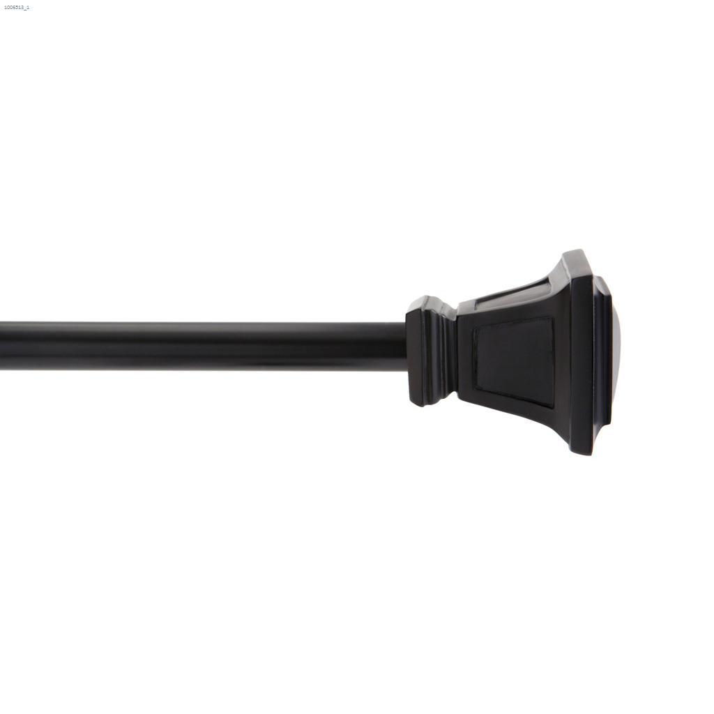 5/8" 48 - 86" Black Seville Single Window Curtain Rod