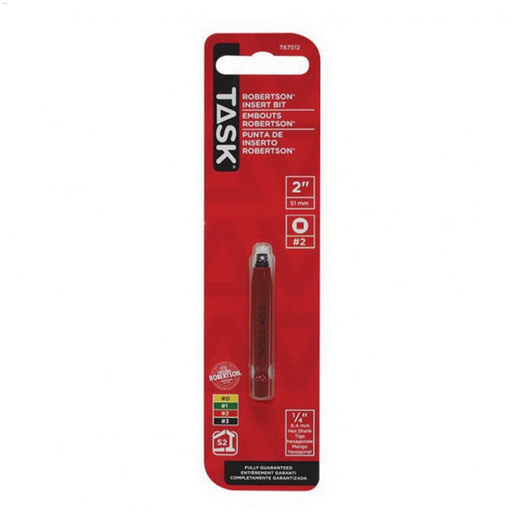 2" #2 Robertson Tip Red 2 Piece Screwdriver Bit