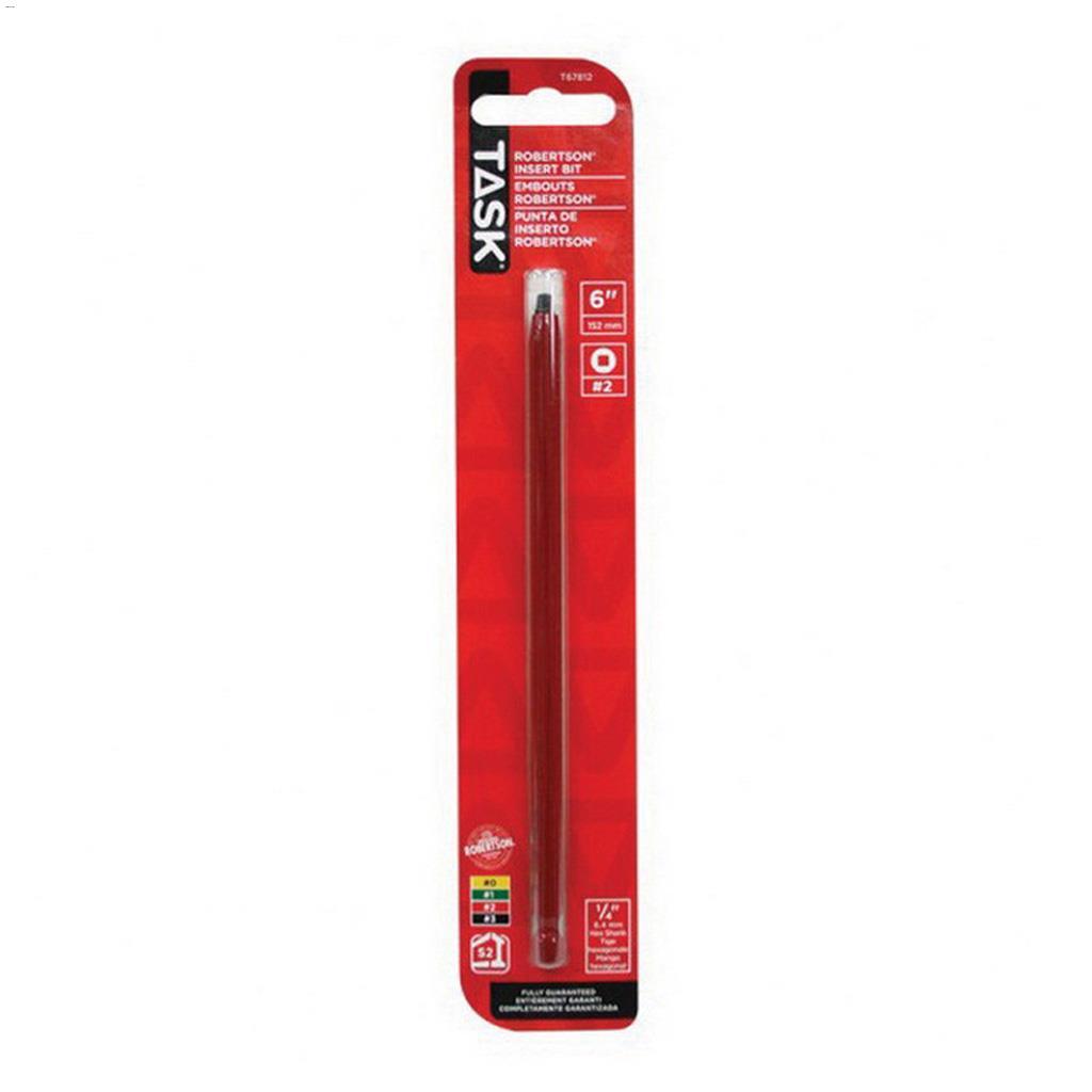 6" #2 Robertson Tip Red 2 Piece Screwdriver Bit