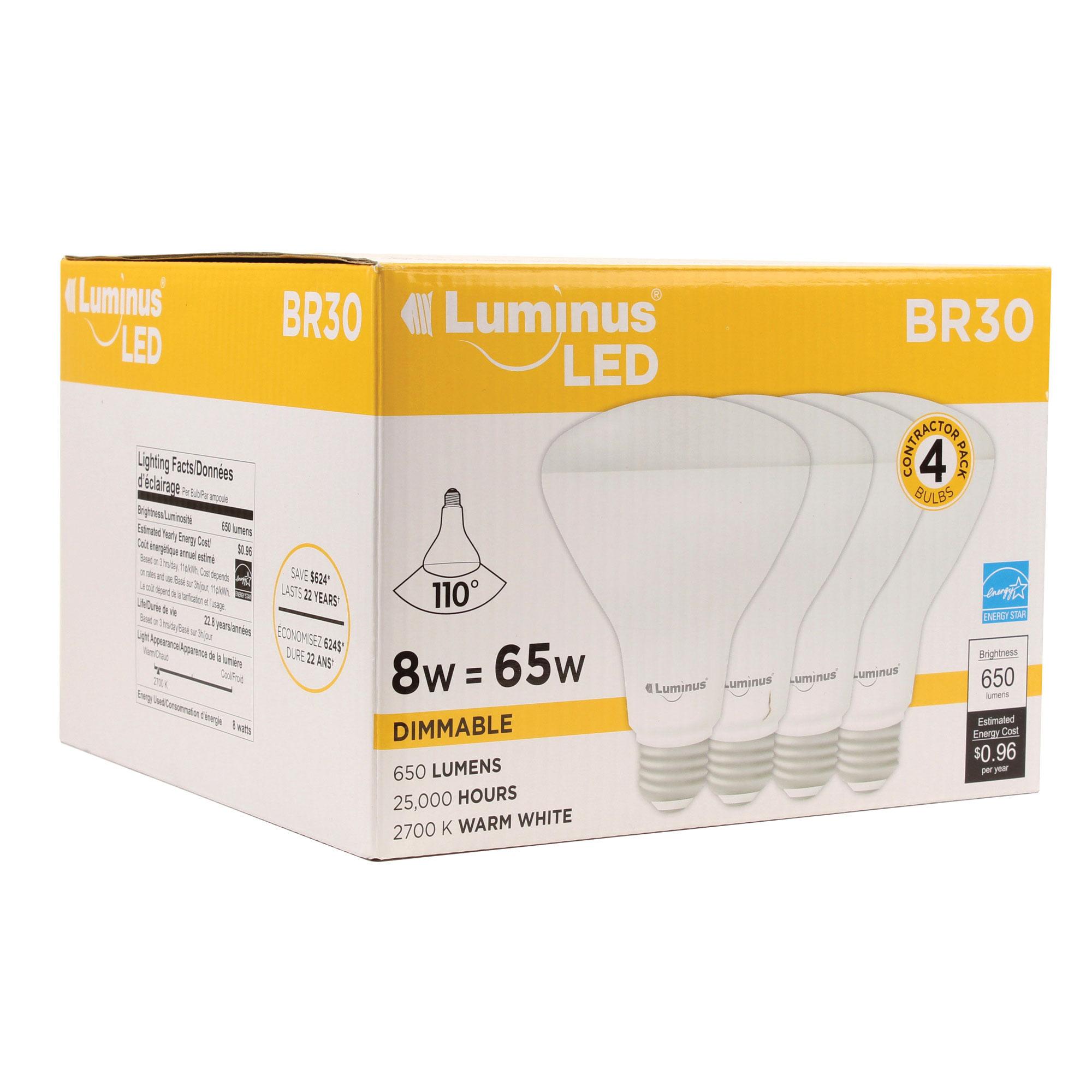 BR30 8W Dimmable 2700K LED Bulb-4/Pack