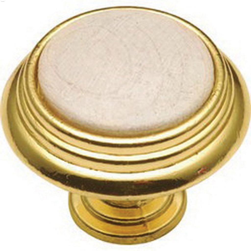 1-1/4" Polished Brass & Frost Maple Woodgrain Door Knob