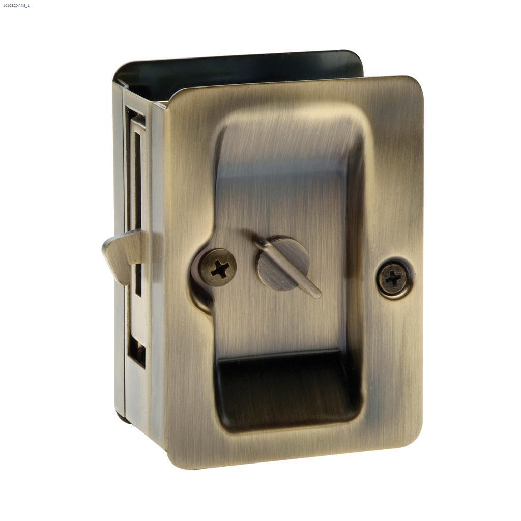 Sliding Door Lock Square Privacy Antique Brass