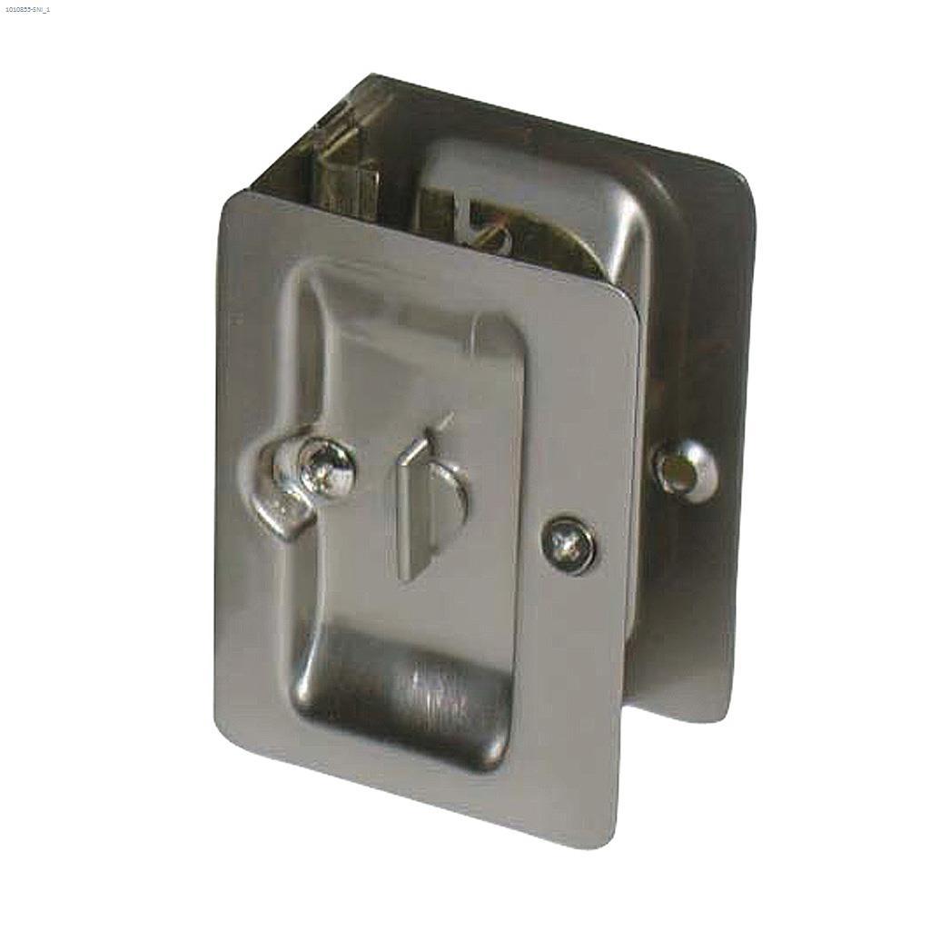 Sliding Door Lock Square Privacy Satin Nickel