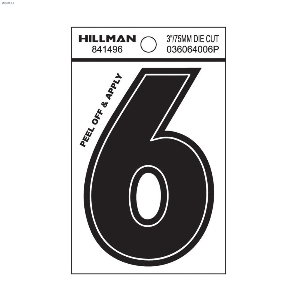 #6 - 3" Black Vinyl Peel-Off Numbers