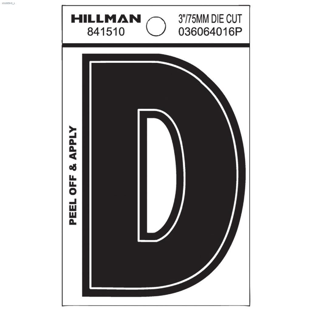 D - 3" Black Vinyl Peel-Off Letter