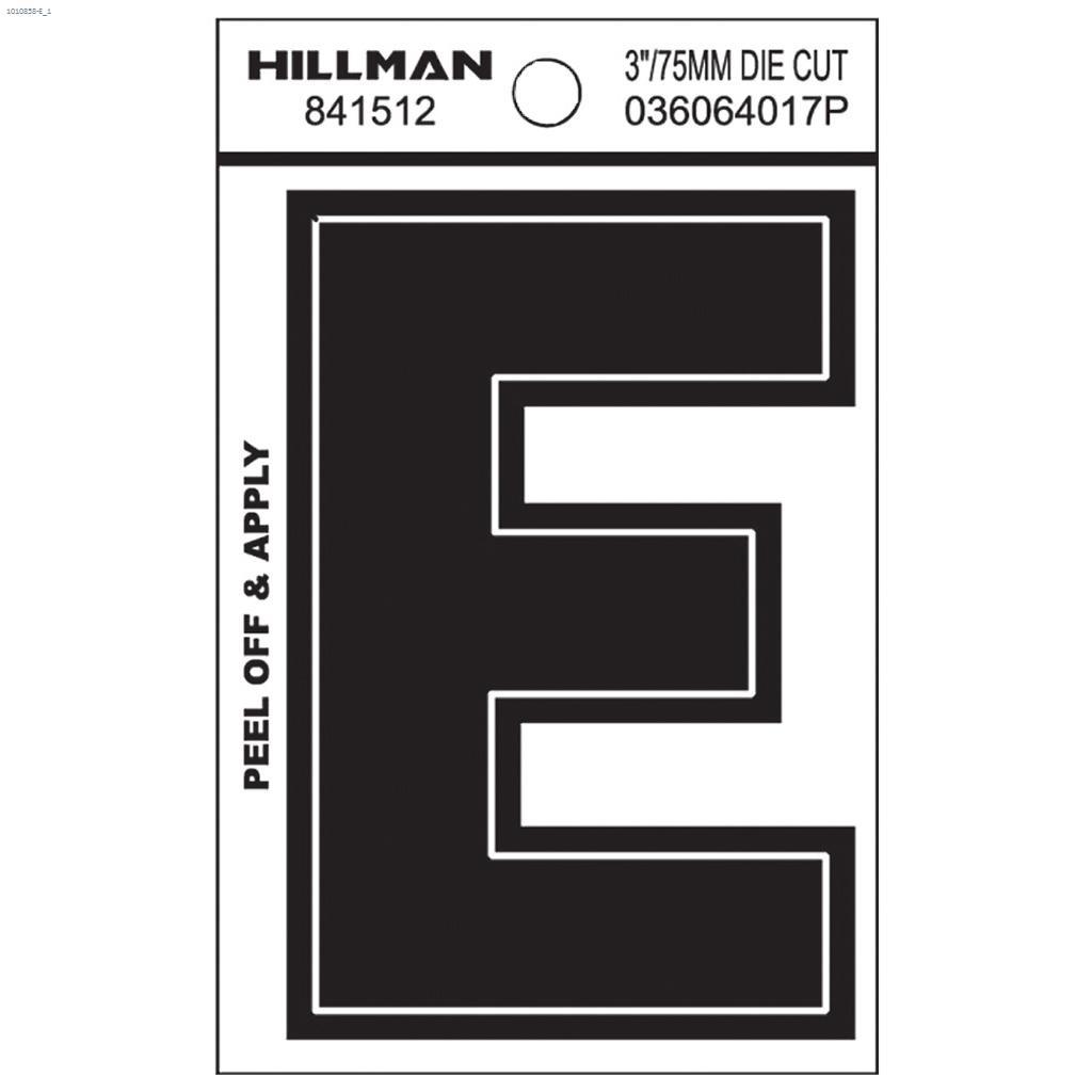 E - 3" Black Vinyl Peel-Off Letter
