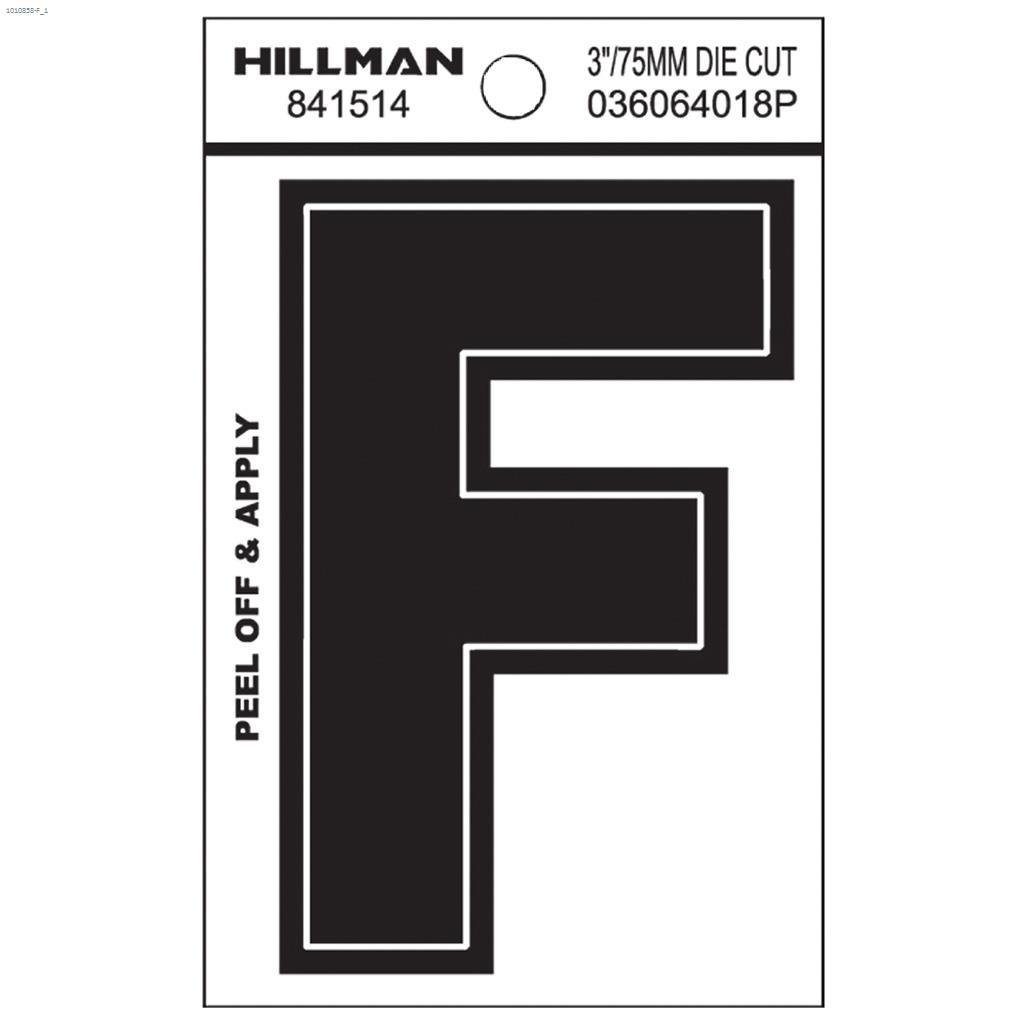 F - 3" Black Vinyl Peel-Off Letter