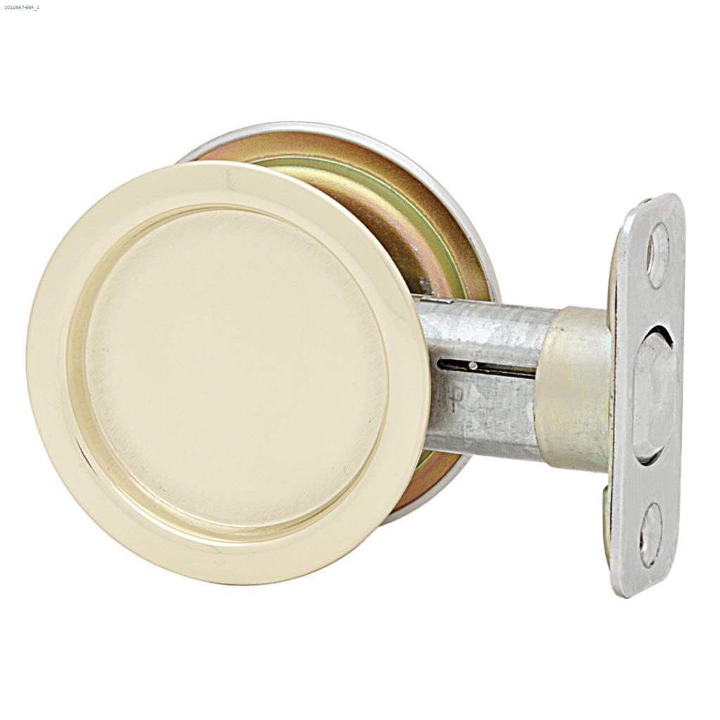 Pocket Door Lock Round PassageBright Brass