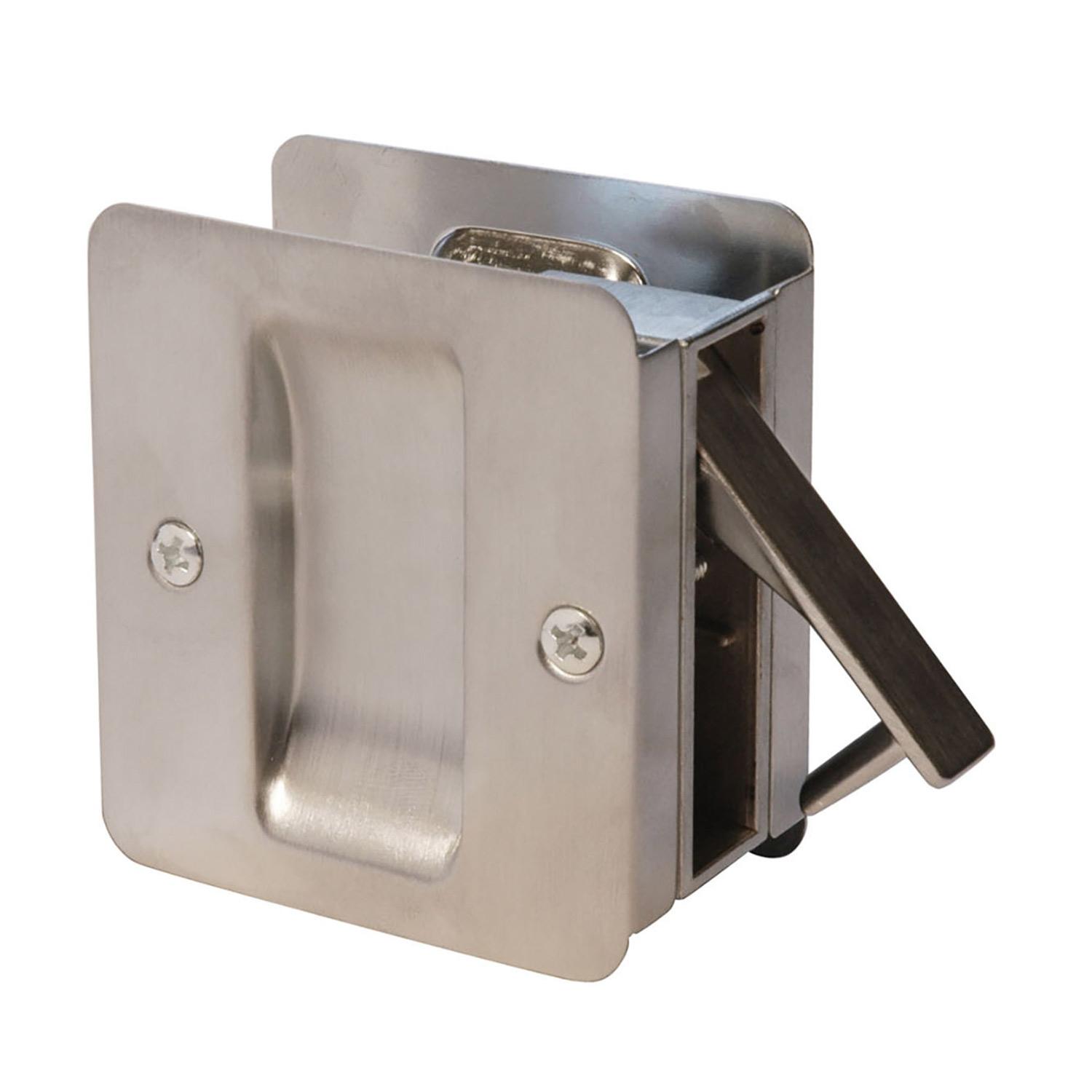 Pocket Door Lock Square Passage Satin Chrome