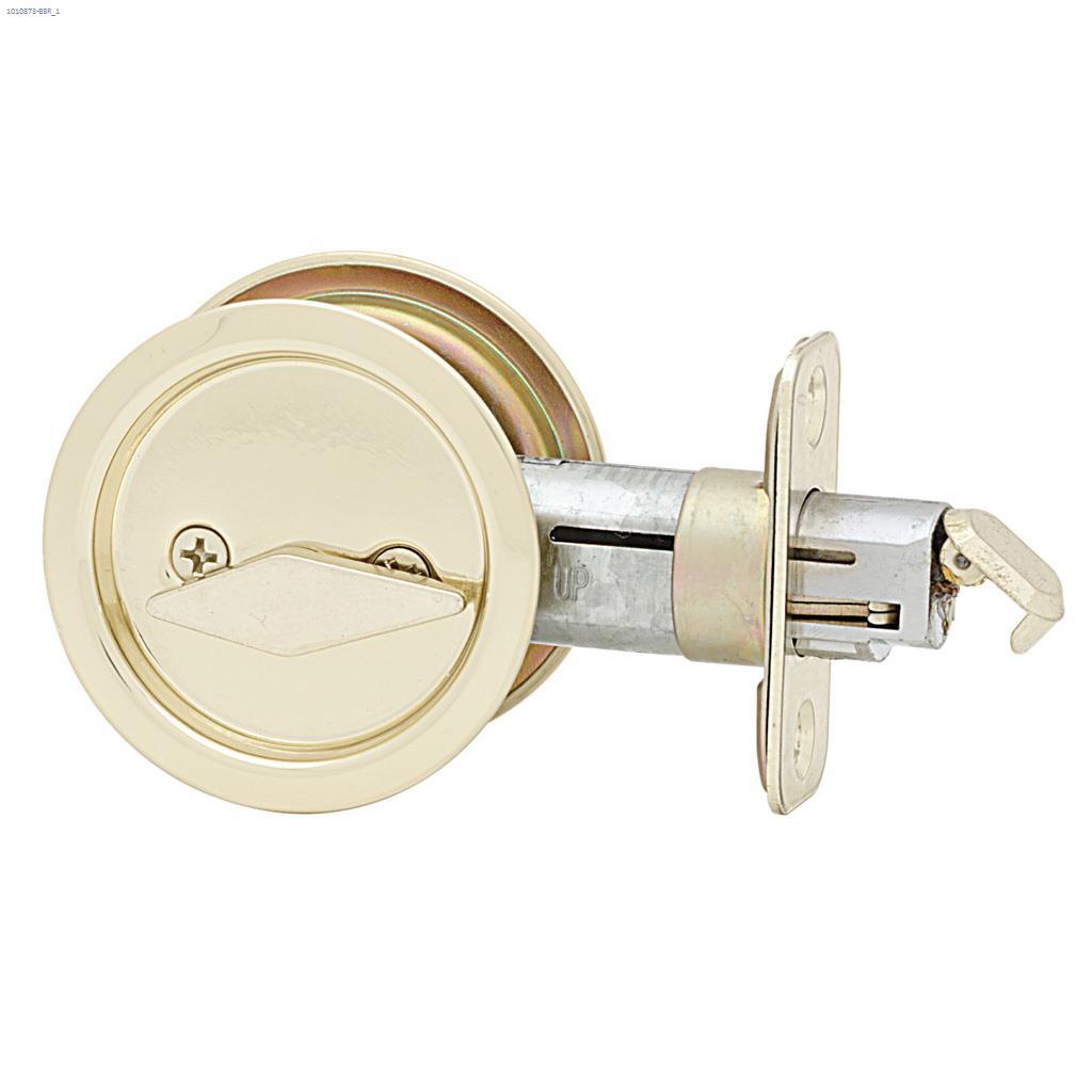 Pocket Door Lock Round Privacy Bright Brass