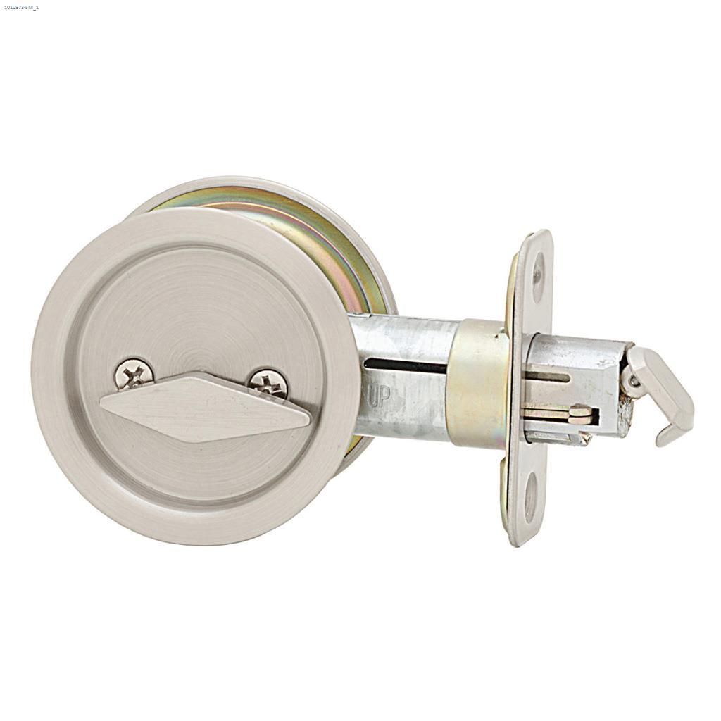Pocket Door Lock Round Privacy Satin Nickel