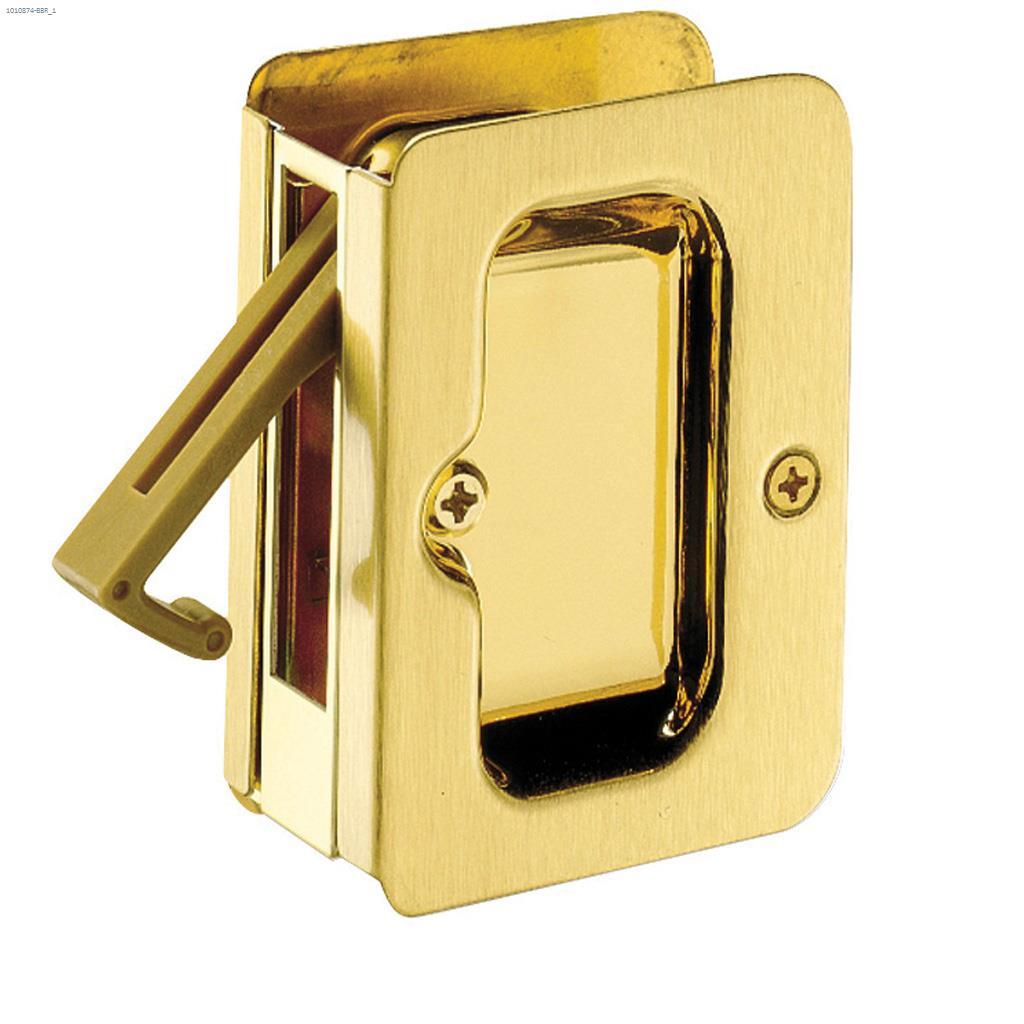 Pocket Door Lock Square Privacy Bright Brass