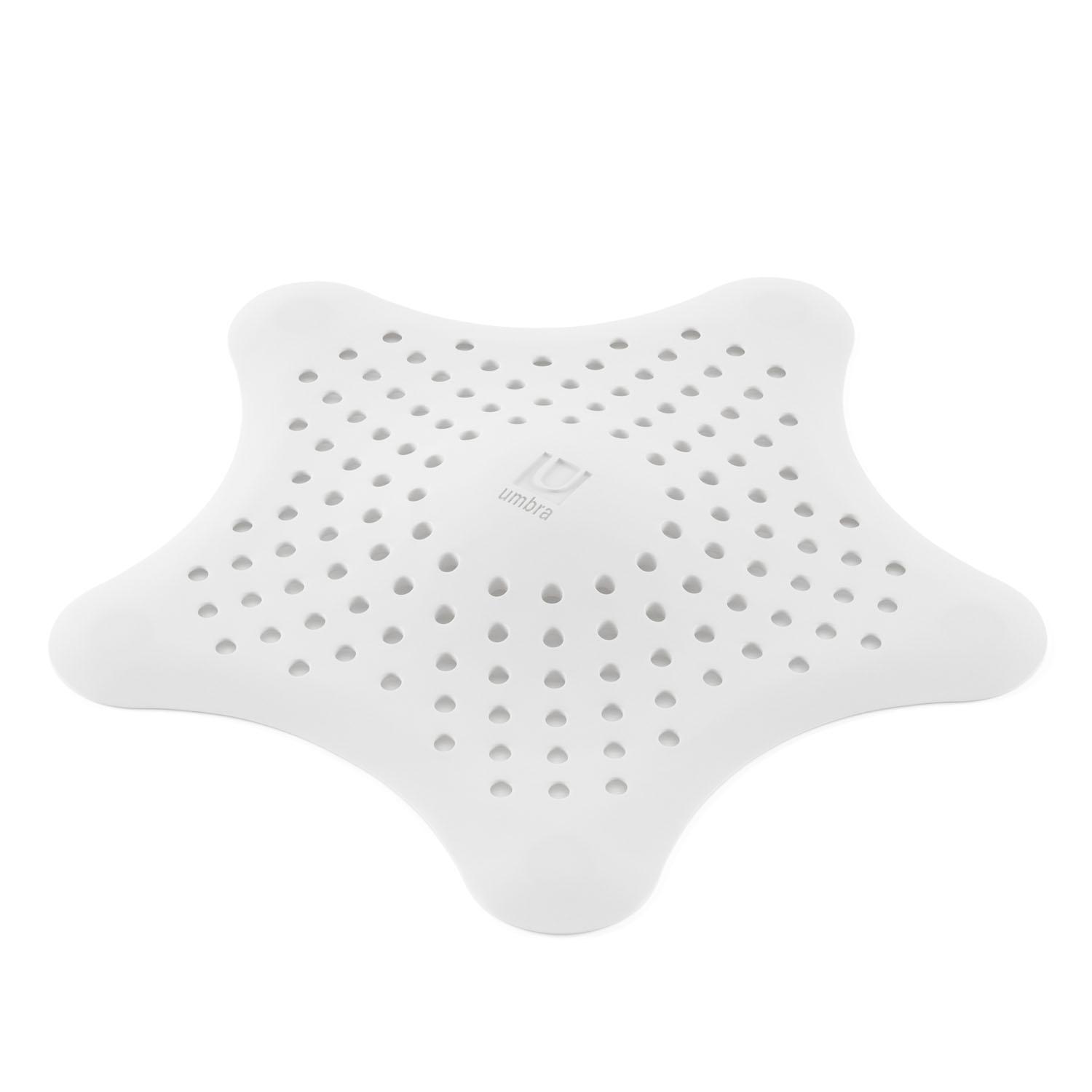 6-1/2" x 6-1/2" x 1/2" White Starfish Molded Hair Catcher