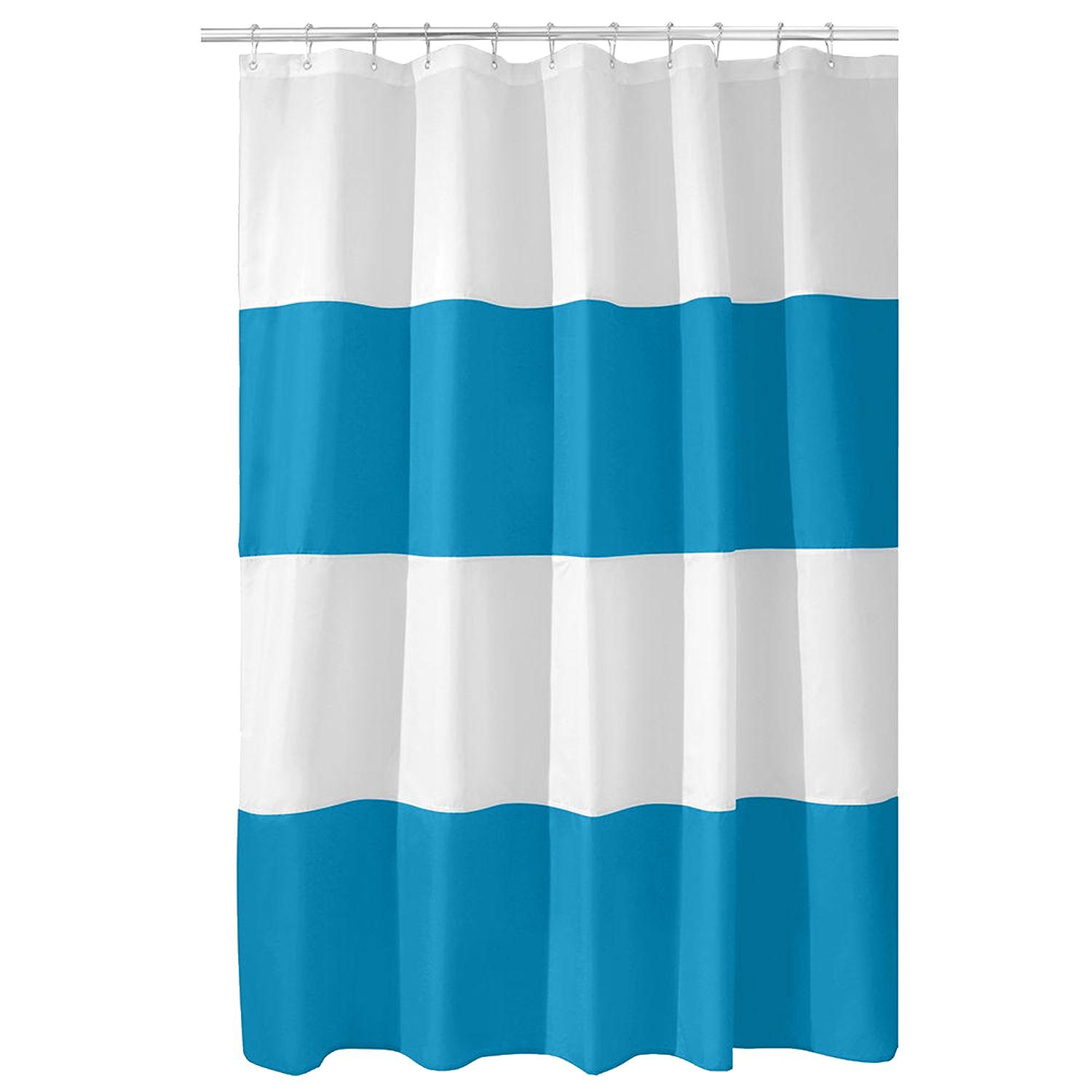 72" x 72" Azure/White Polyester Fabric Zeno Shower Curtain