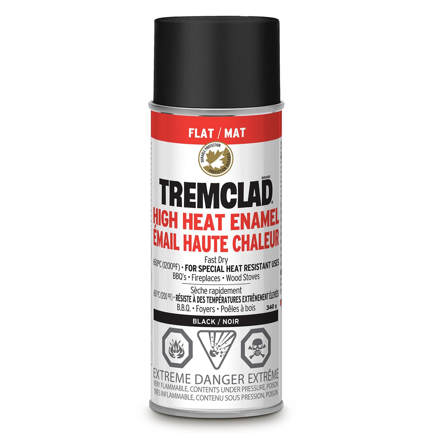 Tremclad High Heat Enamel Spray Paint-Flat Black 340g