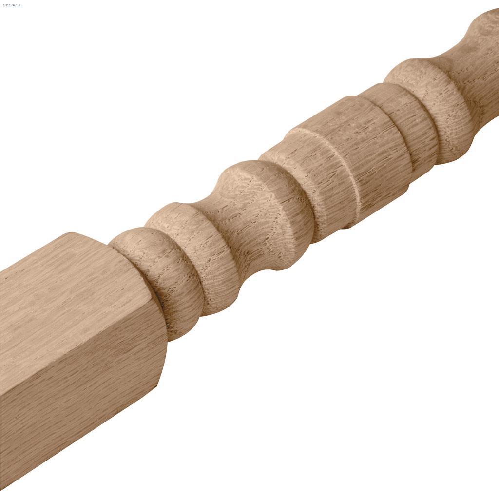 Balustre haut tourné carré en chêne massif 36"x1-1/4"x1-1/4"