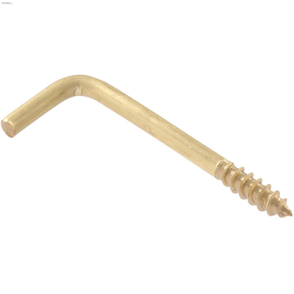 0.106" x 1-3/8" Solid Brass Square Bend Hook-5/Pack