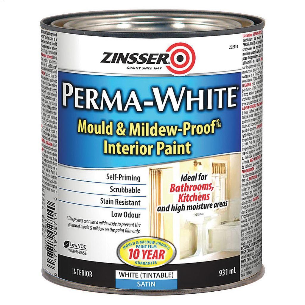 Mould & Mildew-Proof 931 mL Satin White Interior Paint