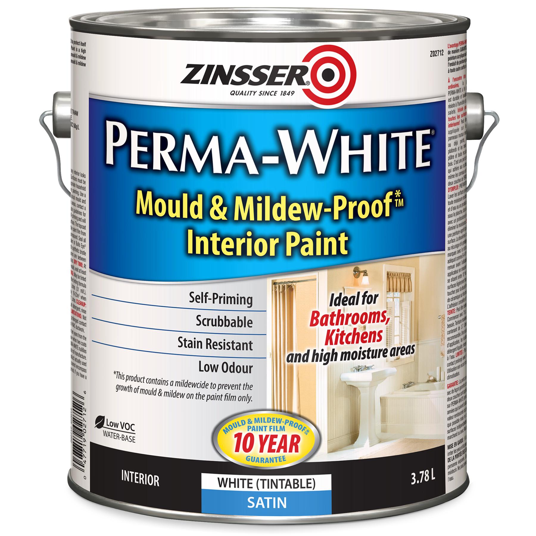Mould & Mildew-Proof 1 gal Satin White Interior Paint