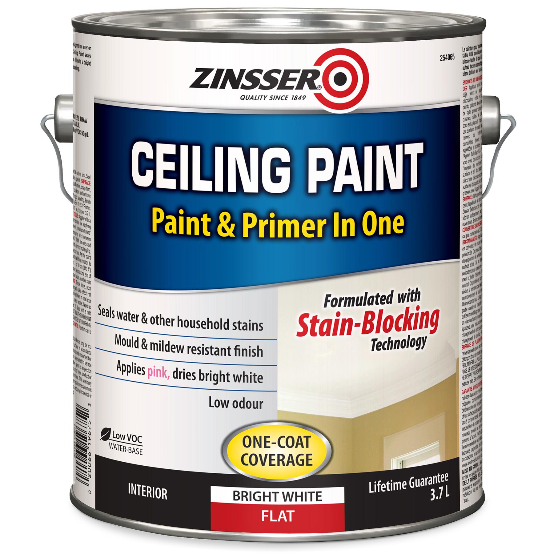 Zinsser 3.78 L Can White Water-Based Ceiling Paint & Primer