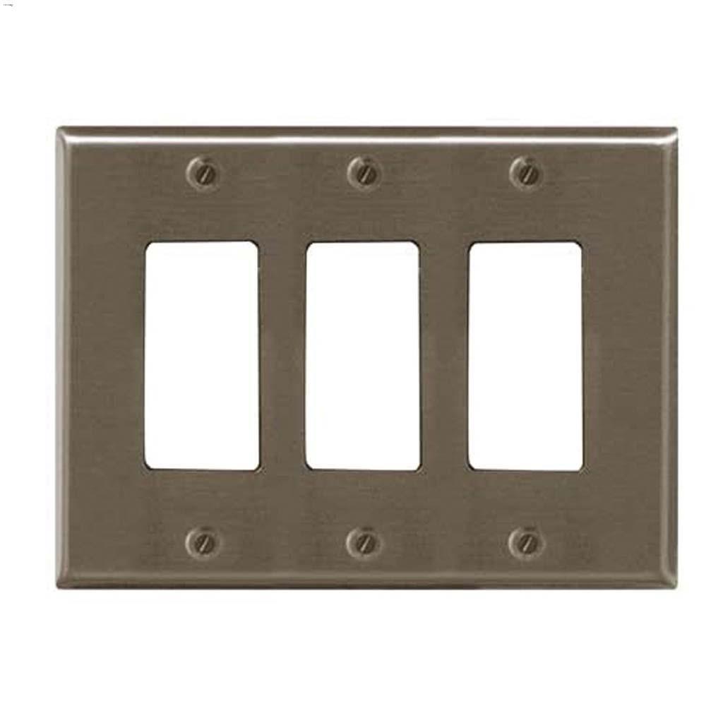 Satin Nickel Metal Triple Rocker Wall Plate