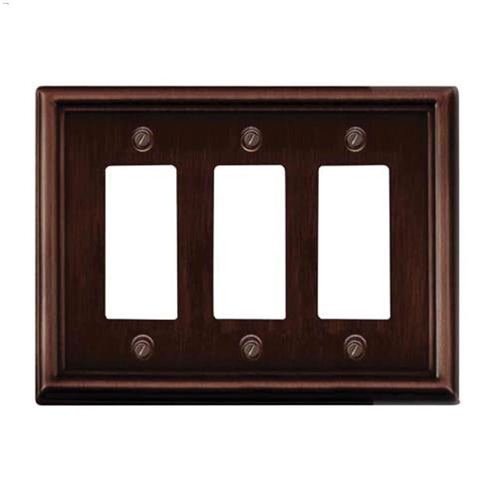Oil Rubbed Bronze Metal Triple Rocker Wall Plate