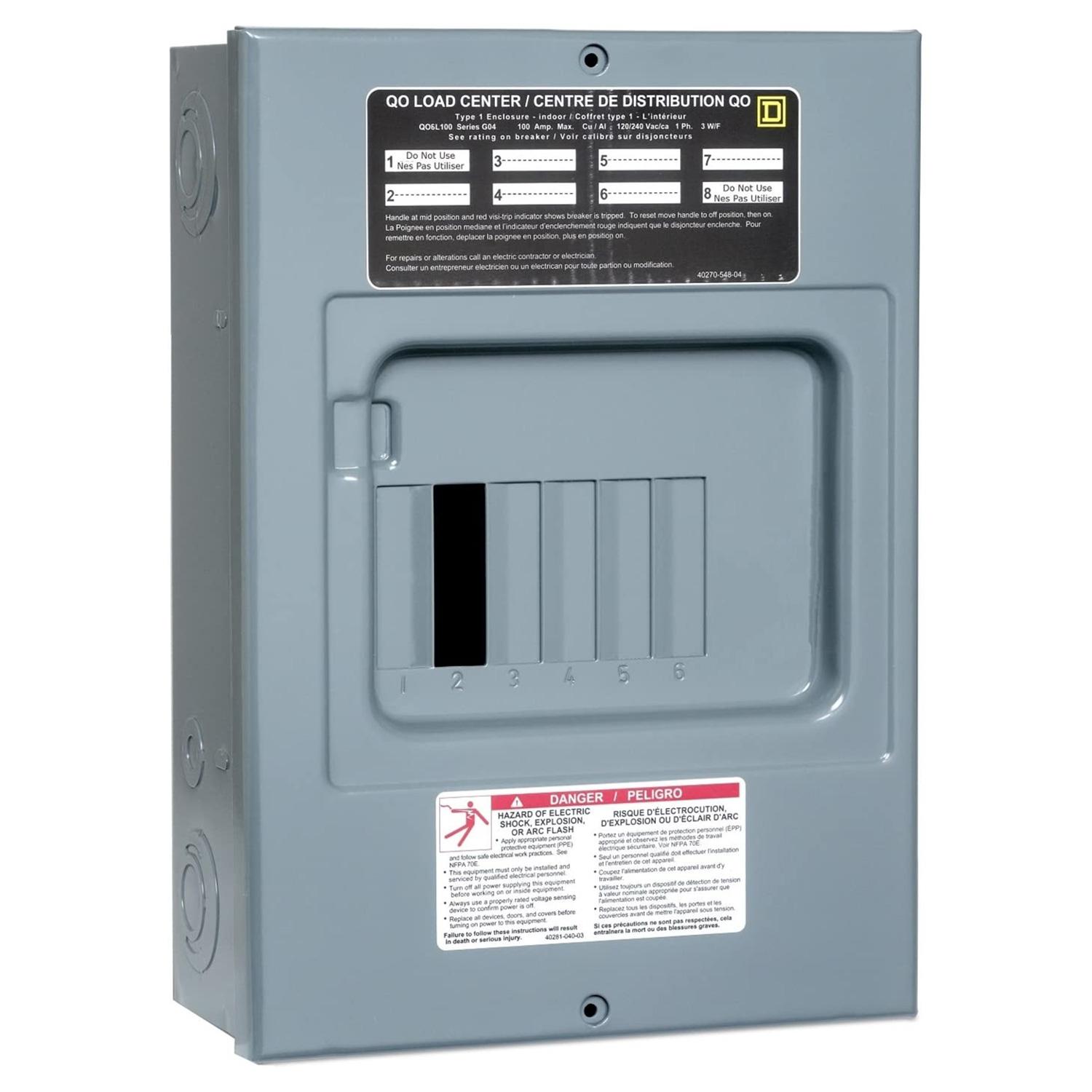 100A 6/6 Circuit Baked Enamel Gray Load Center Sub Panel