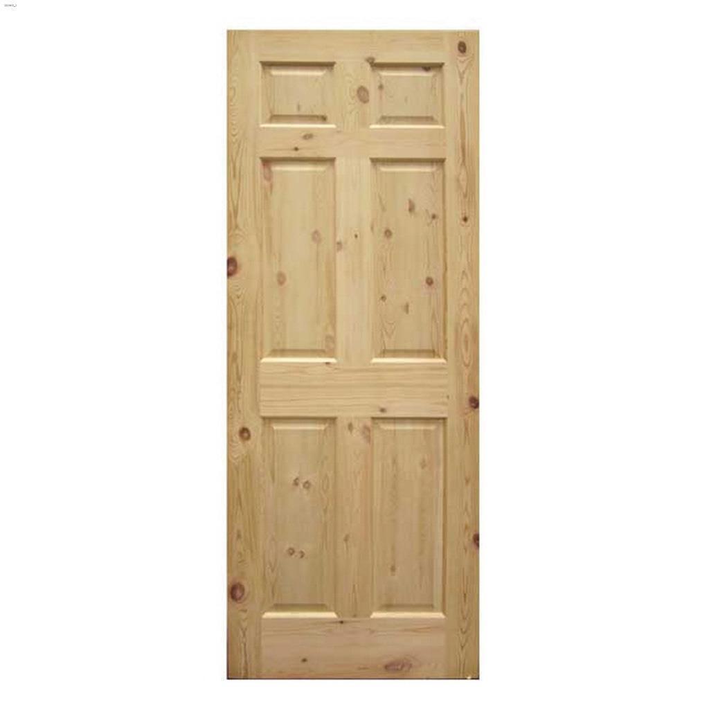 30" x 80" Cale de porte à 6 panneaux en pin noueux 30" x 80"