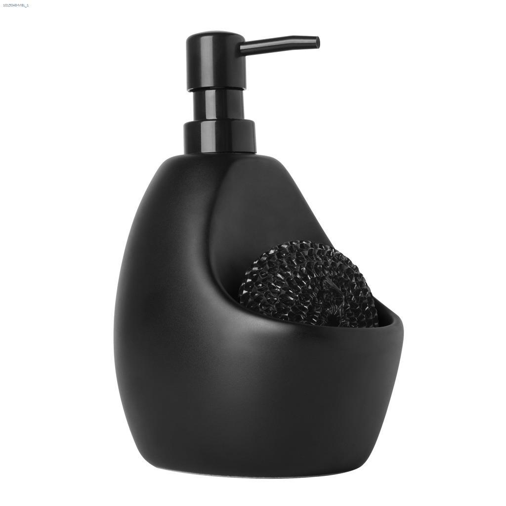 Joey 20 oz Matte Black Soap Pump With Scrubby Holder