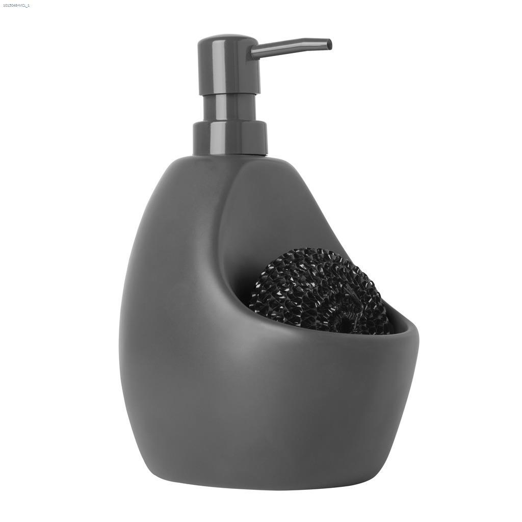 Joey 20 oz Matte Charcoal Soap Pump With Scrubby Holder
