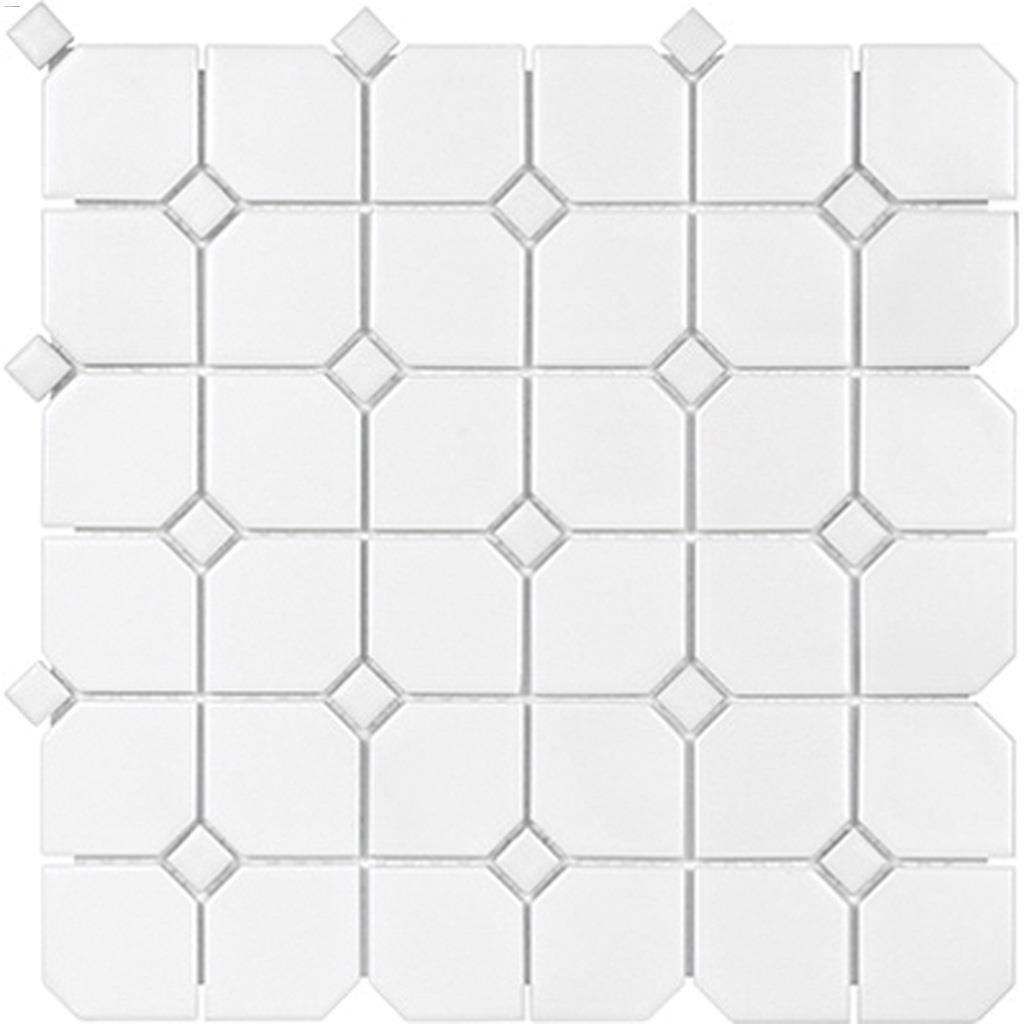 2" x 2" x 1/4" White With White Dot Soho Mosaic