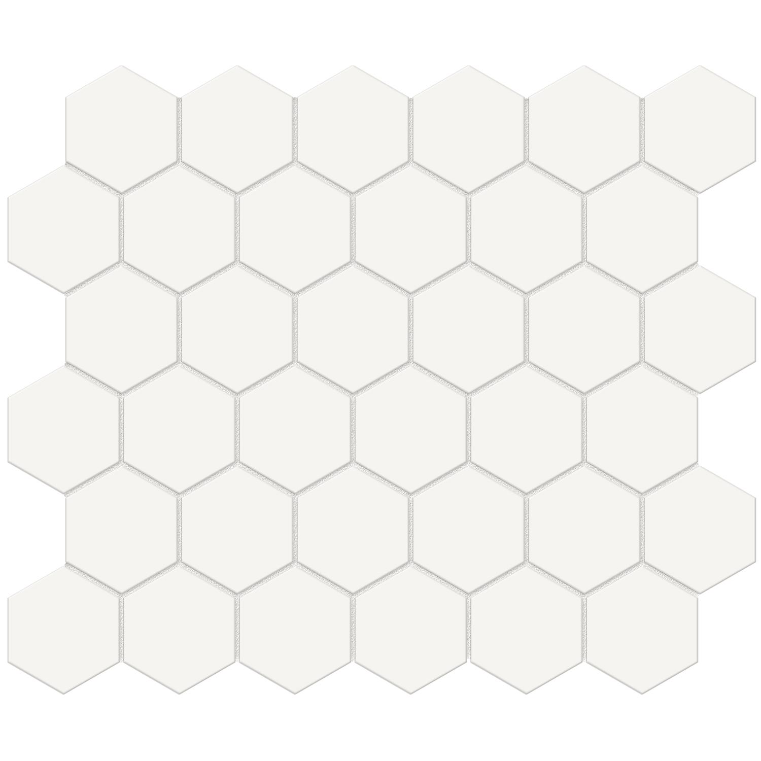 2" x 1/4" White Soho Hexagon Mosaic 10pc/ SF/Bx