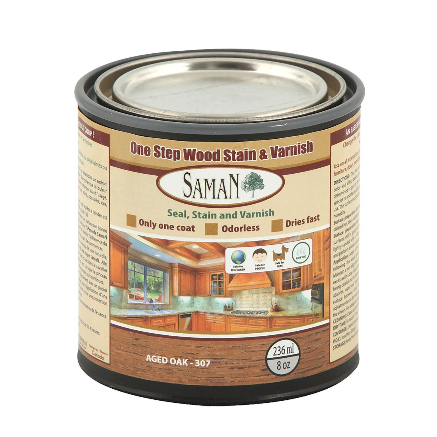 One Step Wood Stain & Varnish Aged Oak 236mL