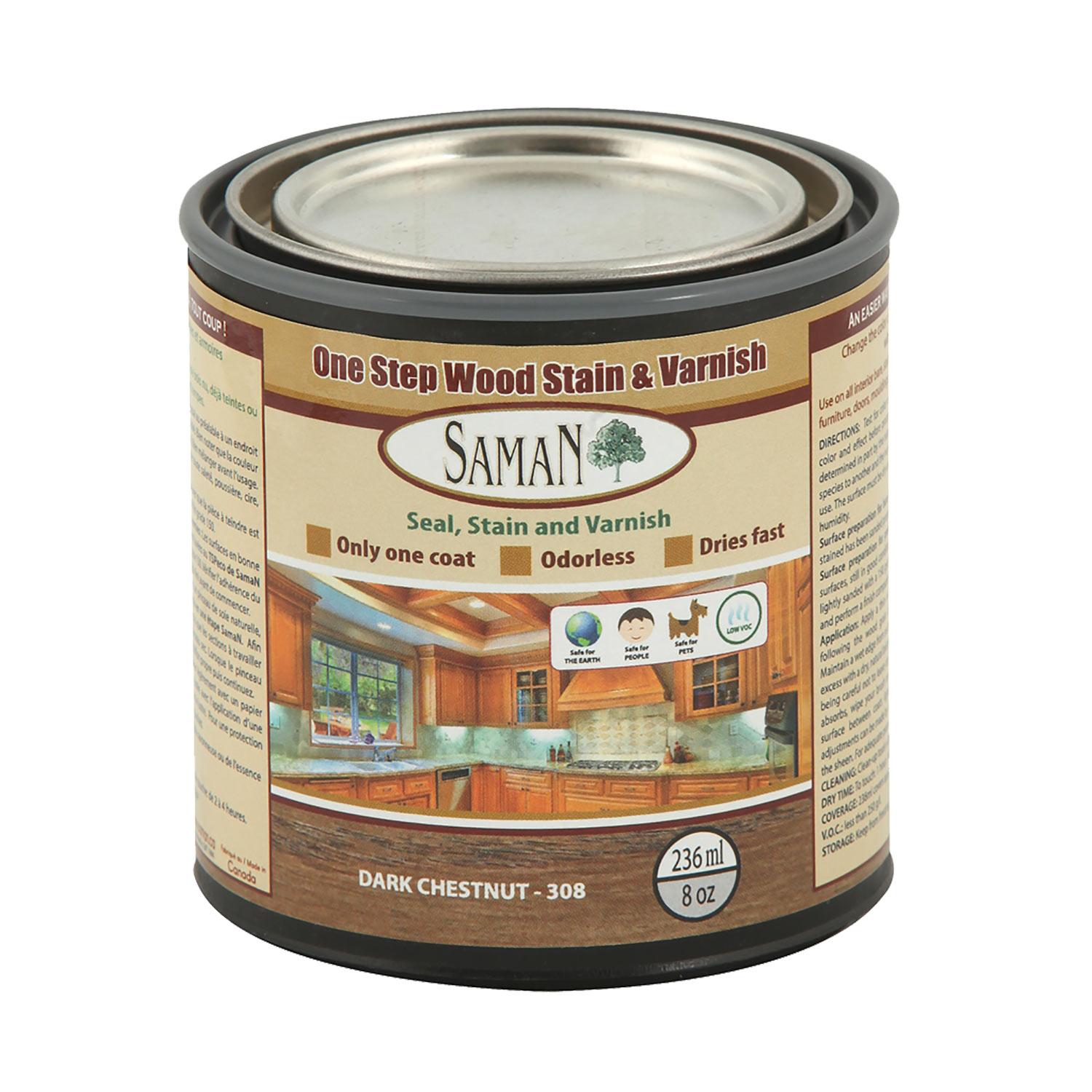 One Step Wood Stain & Varnish Dark Chestnut 236mL