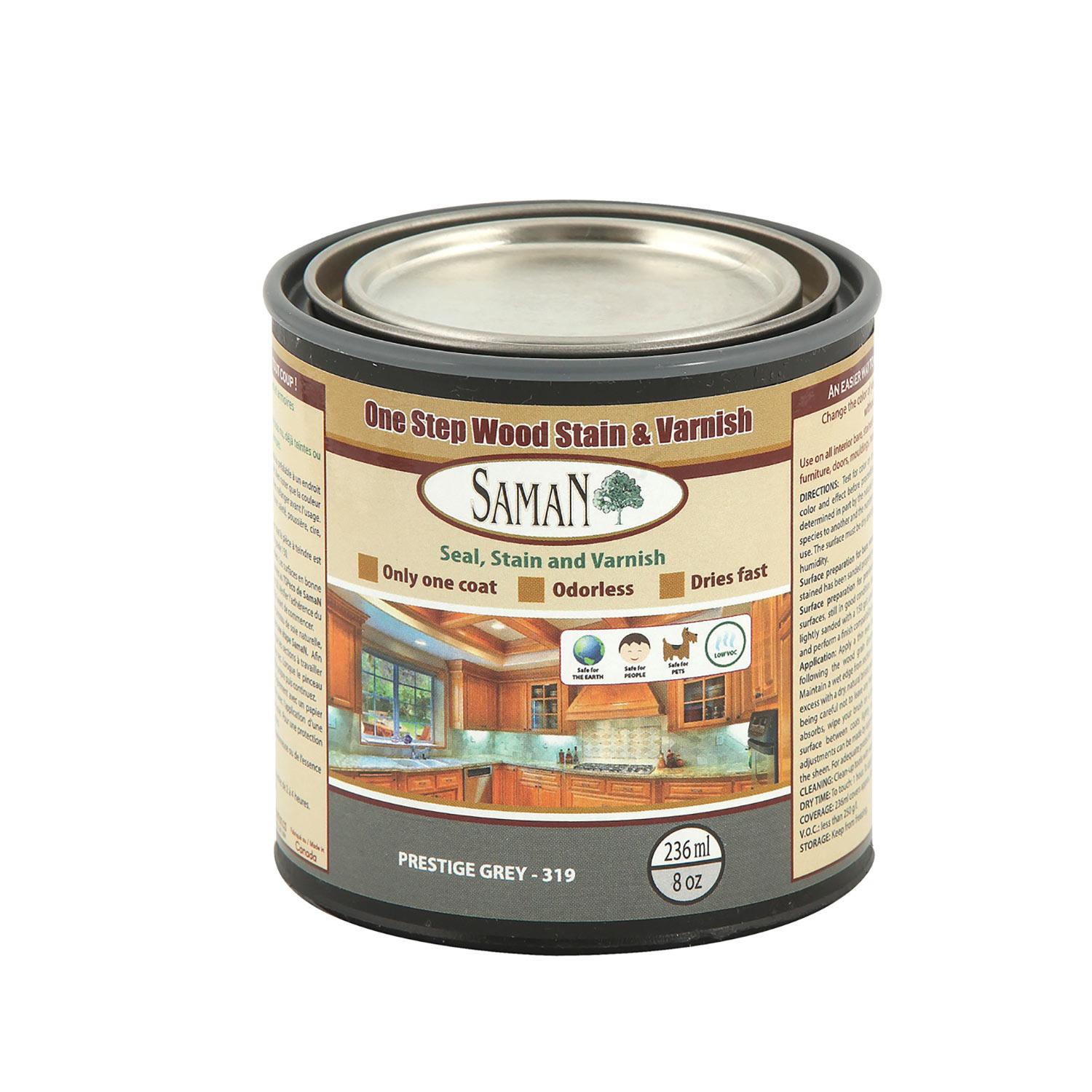 One Step Wood Stain & Varnish Prestige Gray 236mL